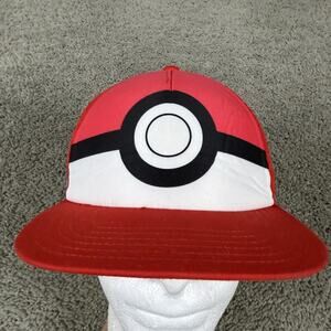 Pokémon Hat Cap Snap Back Boys Youth One Size Red Poké Ball Graphic Cosplay